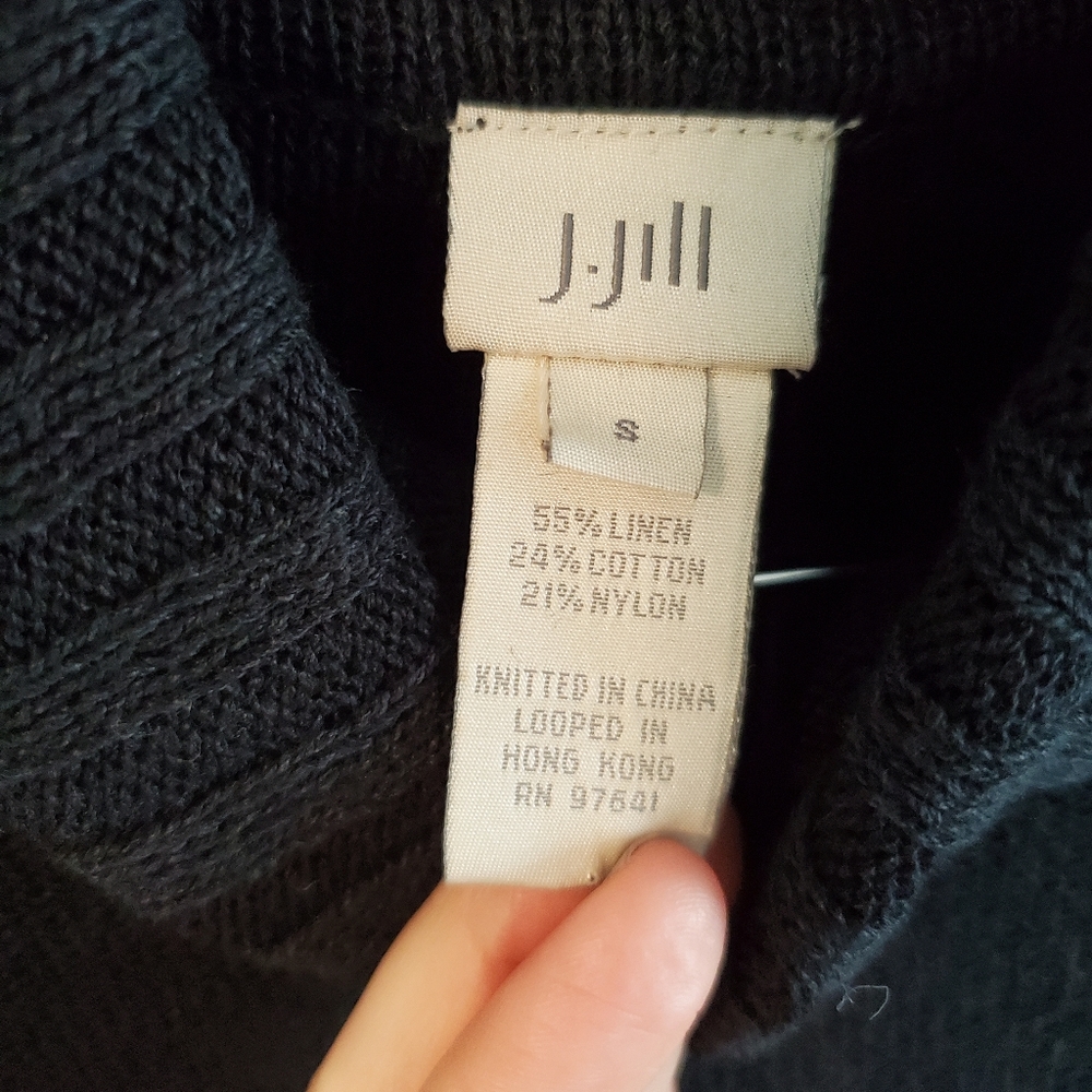 J Jill linen cotton blend knit black turtleneck size small long sleeve - Picture 6 of 9